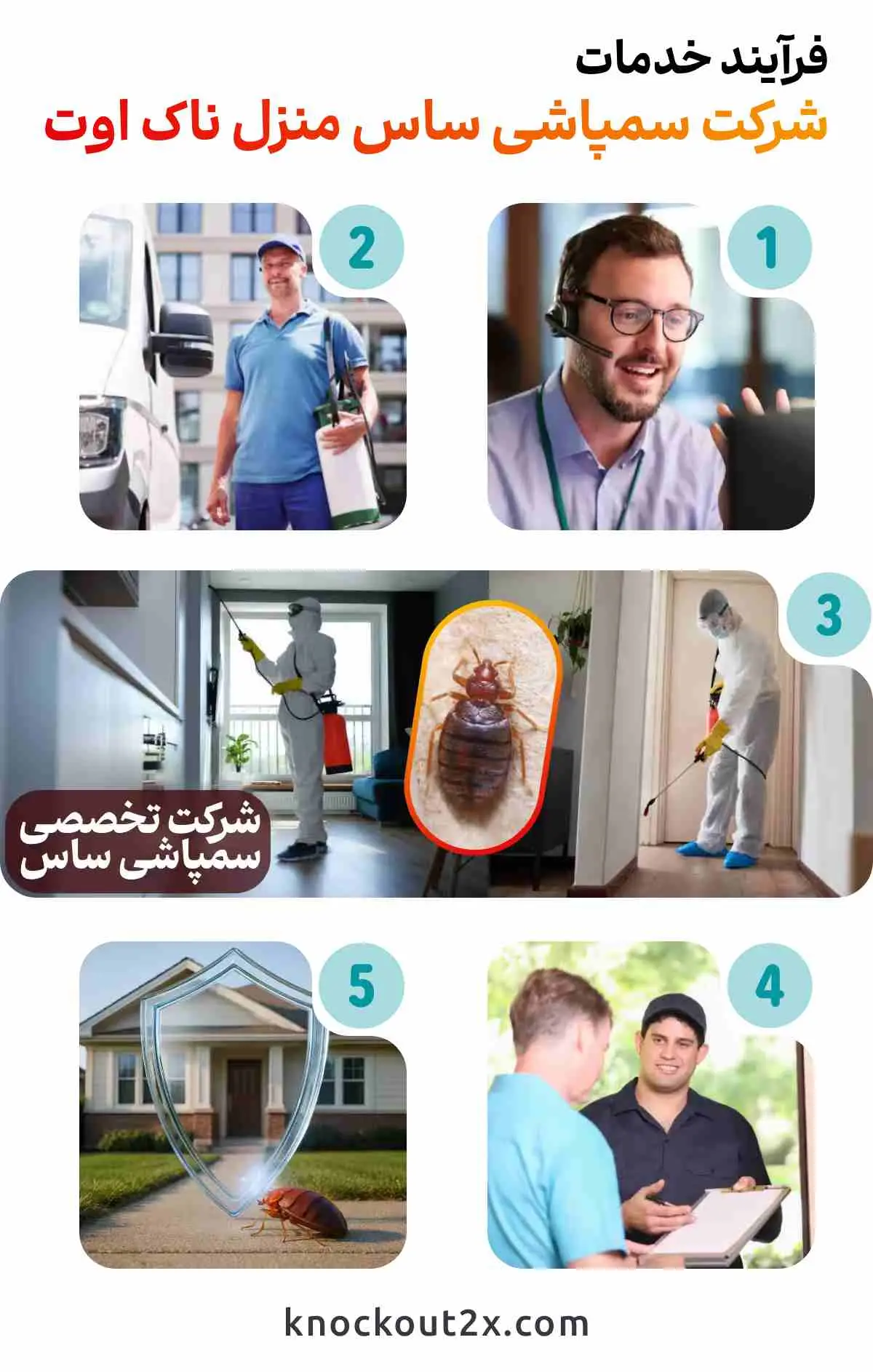 مراحل اجرای خدمات سم پاشی ساس تخصصی توسط شرکت سمپاشی ساس ناک اوت