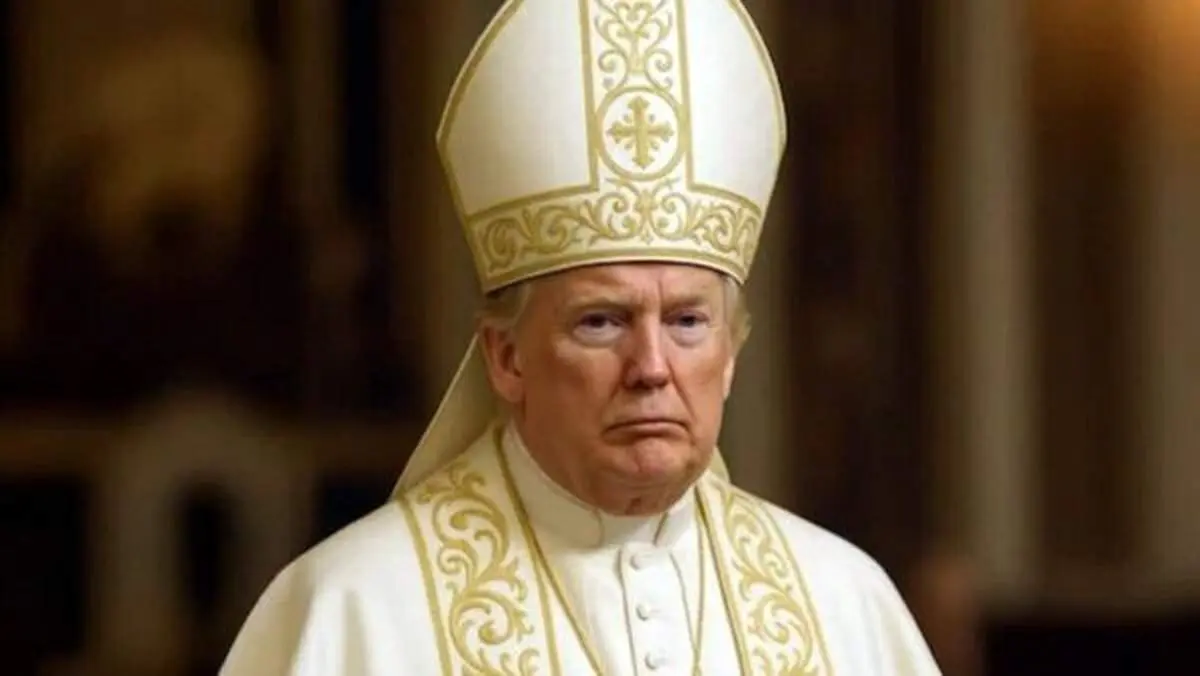 ببینید / واکنش عجیب ترامپ به تصویر خود در لباس پاپ! 