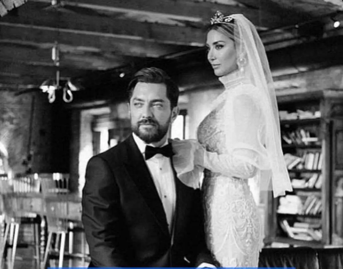 استایل لاکچری بهرام رادان و عروس خانم در روز ازدواجشان/ عکس