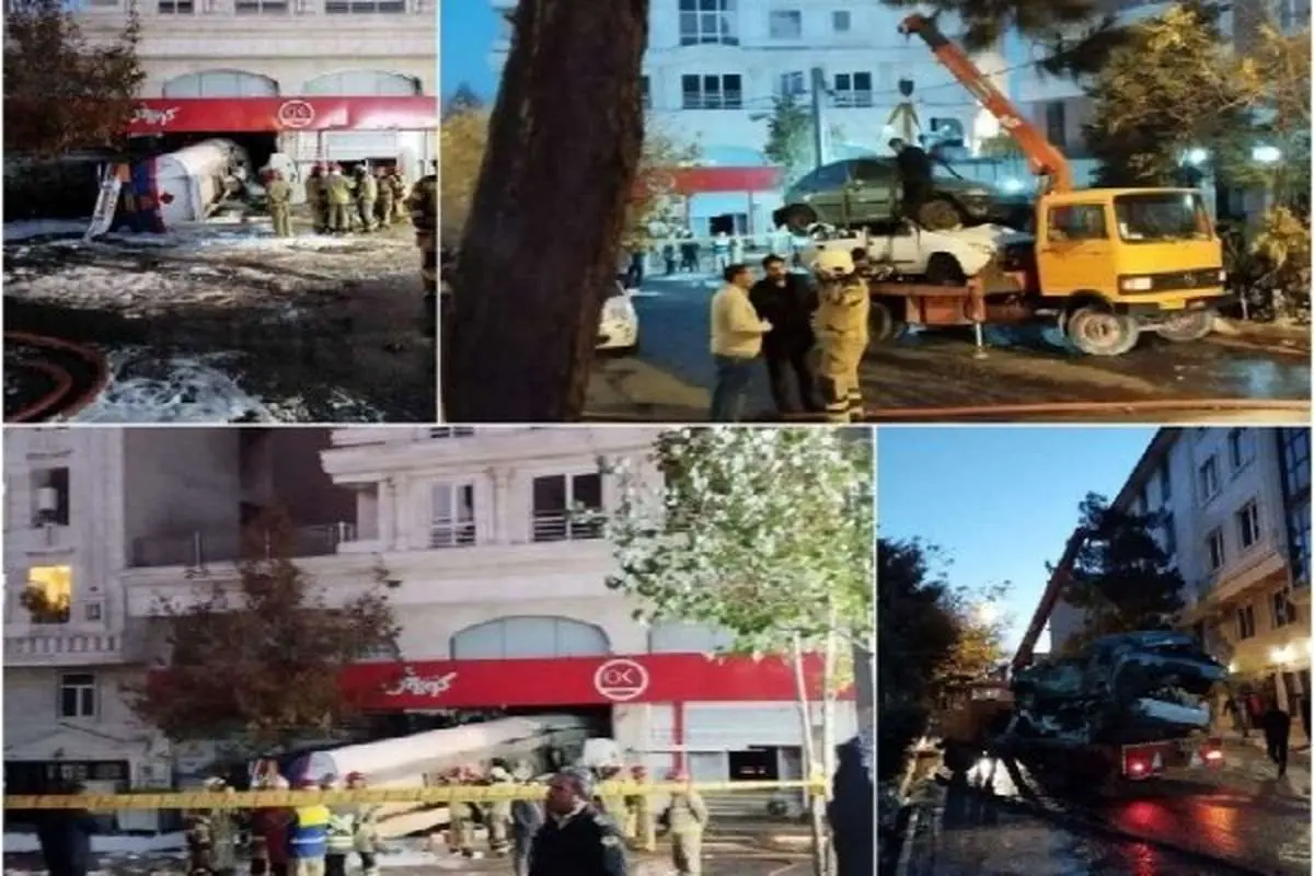 تانکر سوخت در تهران بعد از واژگونی وارد فروشگاه شد
