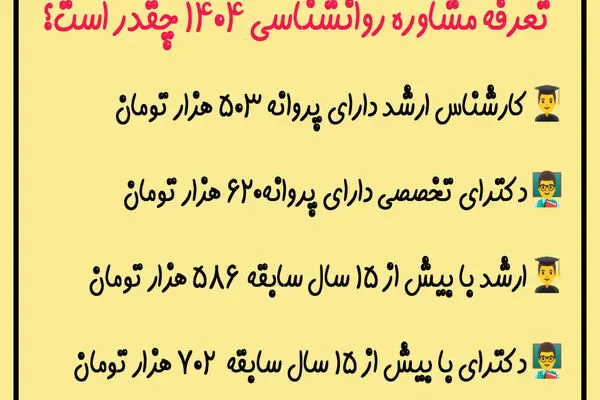 هزینه مشاوره روانشناسی 1404 + تعرفه مشاوره سازمان نظام روانشناسی - مشاوره آویژه