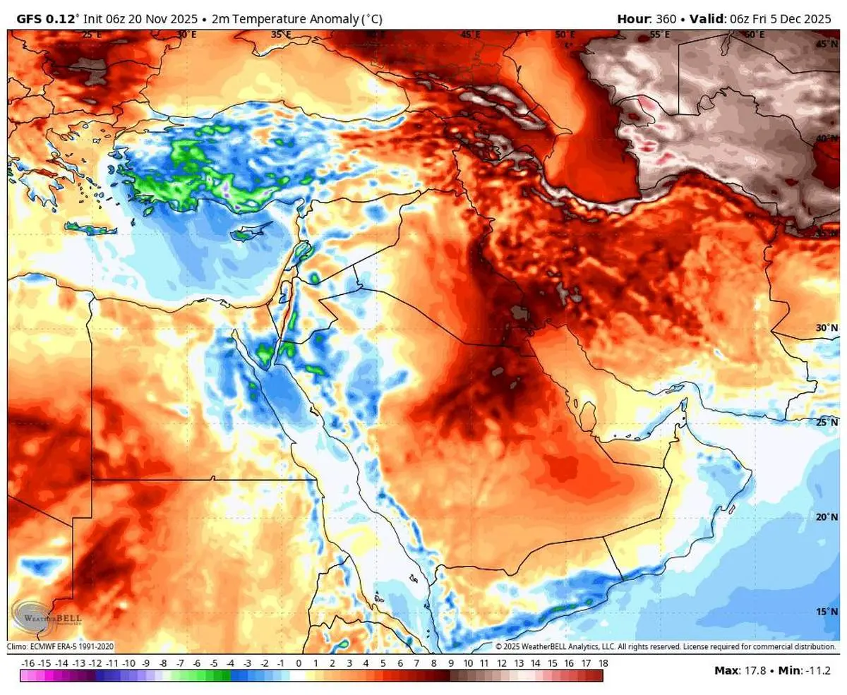 تا ۱۰ روز آینده خبری از باران نیست!/ نقشه هواشناسی