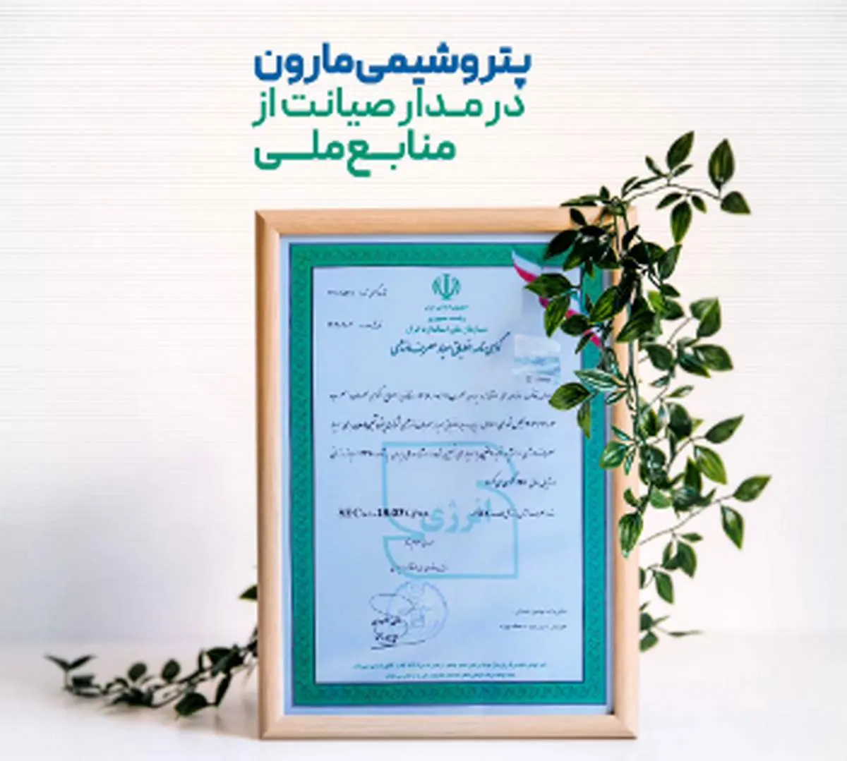 دریافت گواهینامه معیار مصرف انرژی توسط پتروشیمی مارون