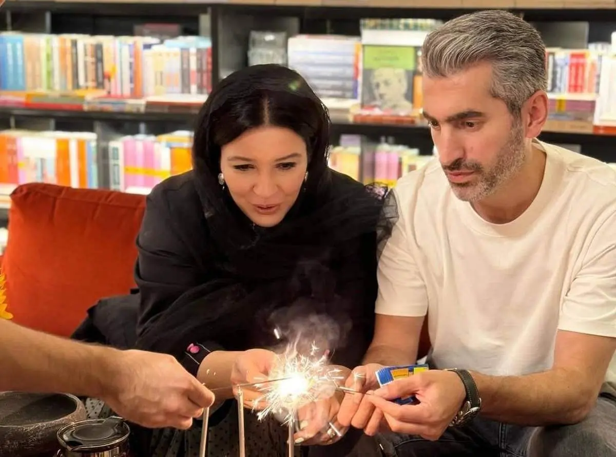 قاب عاشقانه مجتبی جباری و همسرش/ عکس