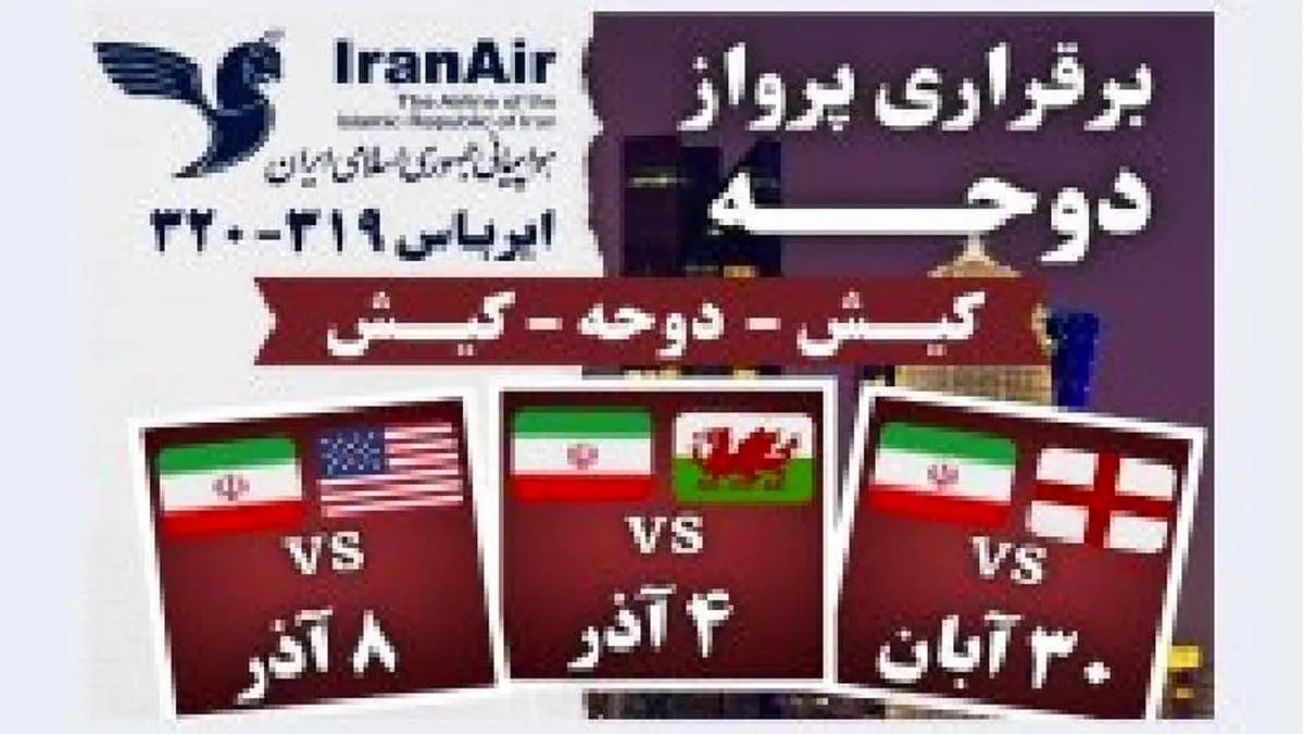 راه اندازی مسیر پروازی کیش به دوحه برای هواداران مسابقات جام جهانی