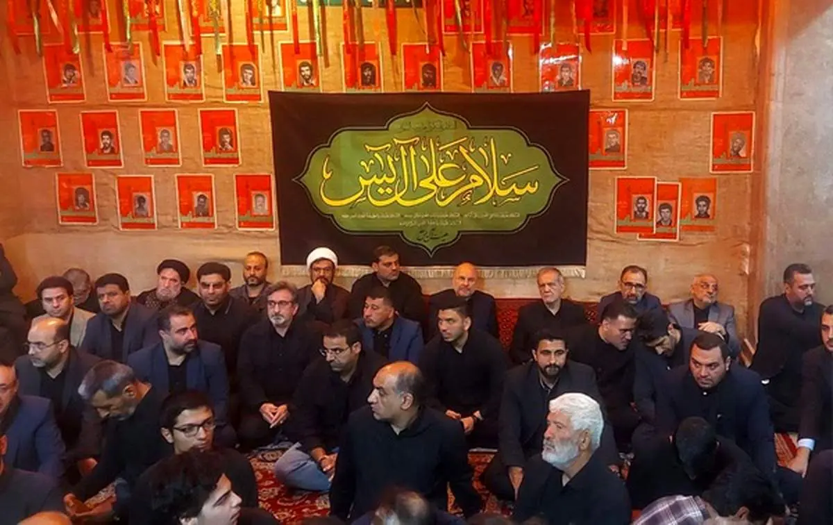 حضور پزشکیان و قالیباف در جمع عزاداران هیات آلیاسین