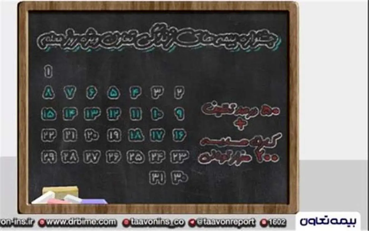 تخفیفانه بیمه های زندگی بیمه تعاون به مناسبت روز معلم