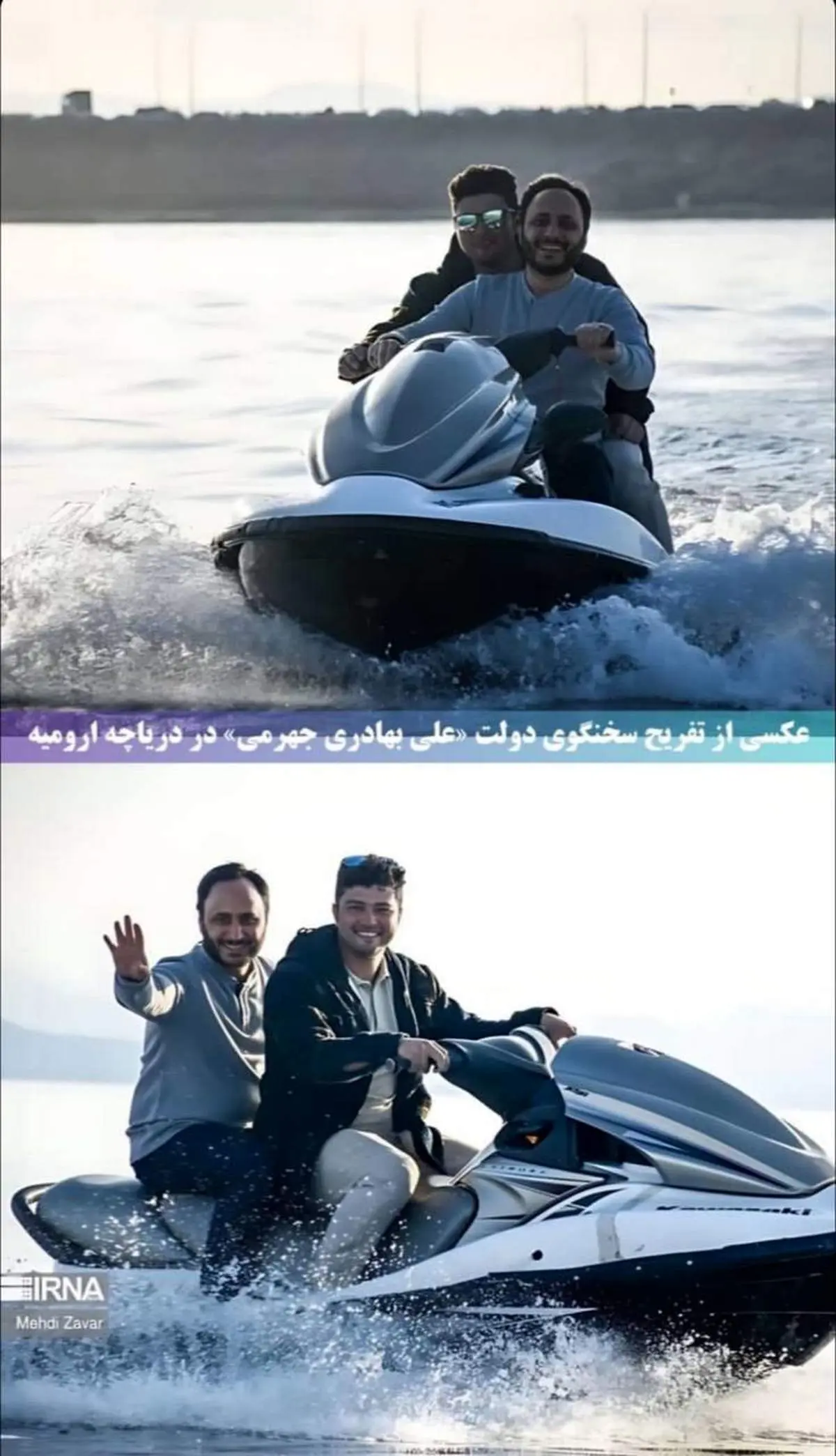 عکس/ جتاسکی سواری سخنگوی دولت در دریاچه ارومیه!