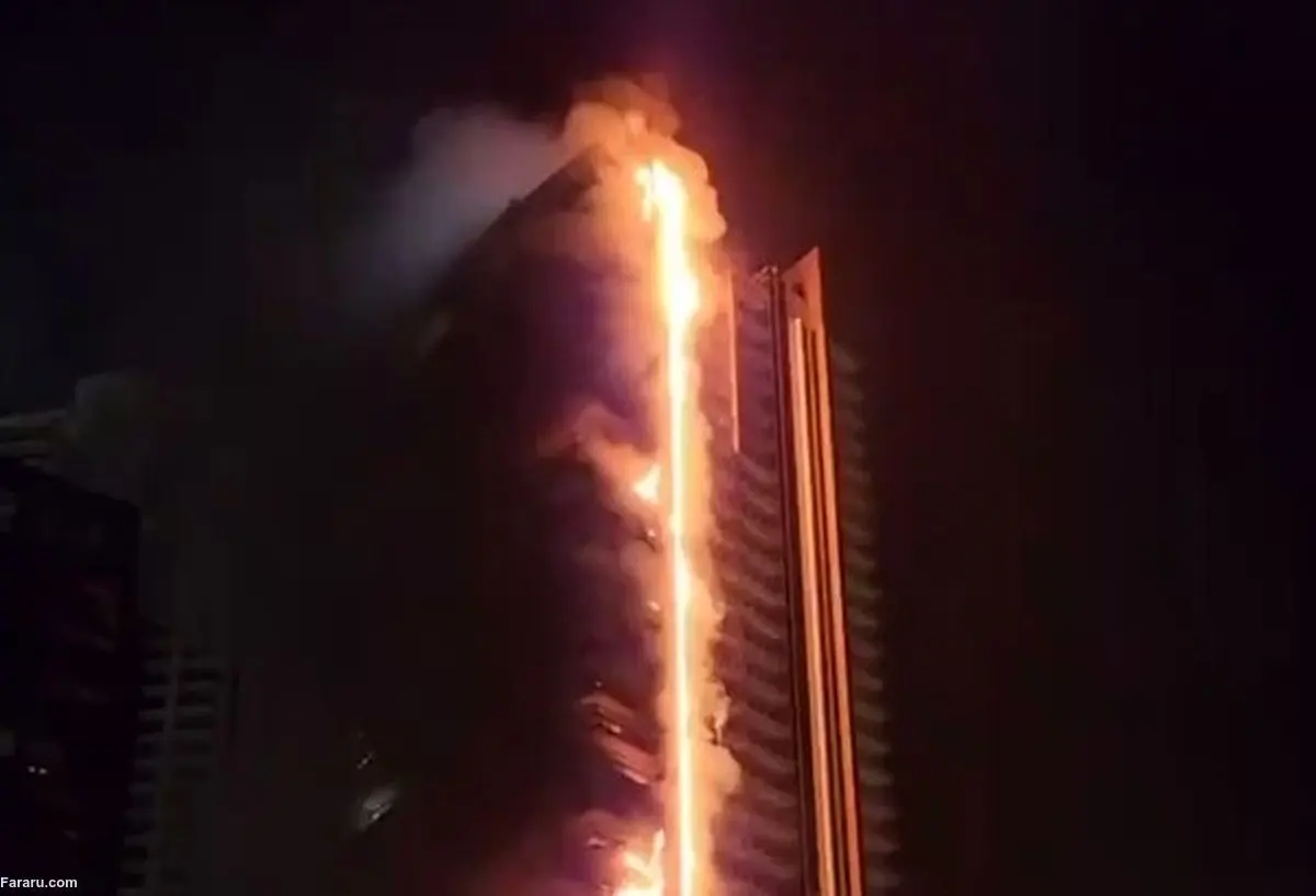 ببینید | آتش‌سوزی وسیع در آسمانخراش مسکونی در امارات