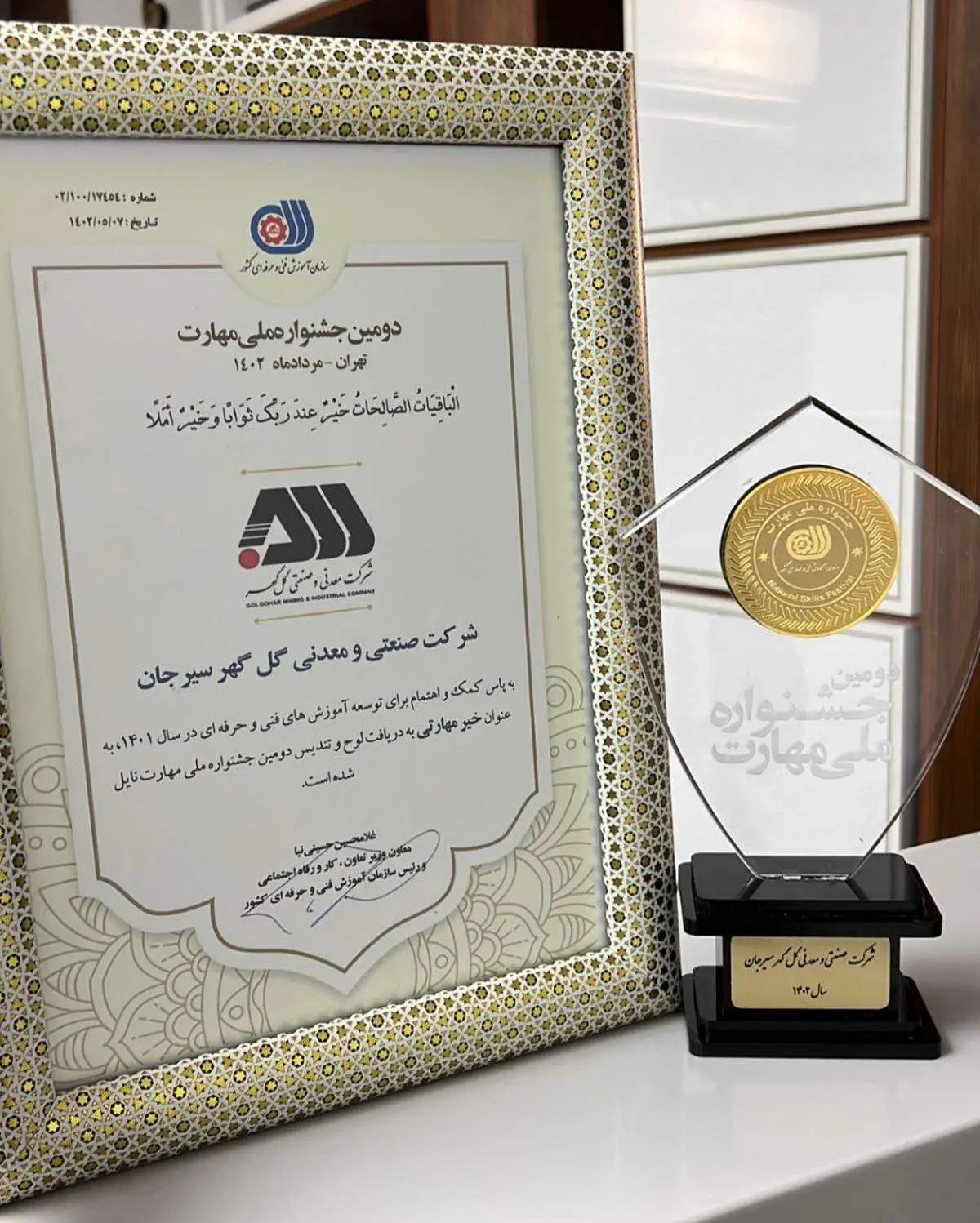 تقدیر از گلگهر در جشنواره ملی مهارت