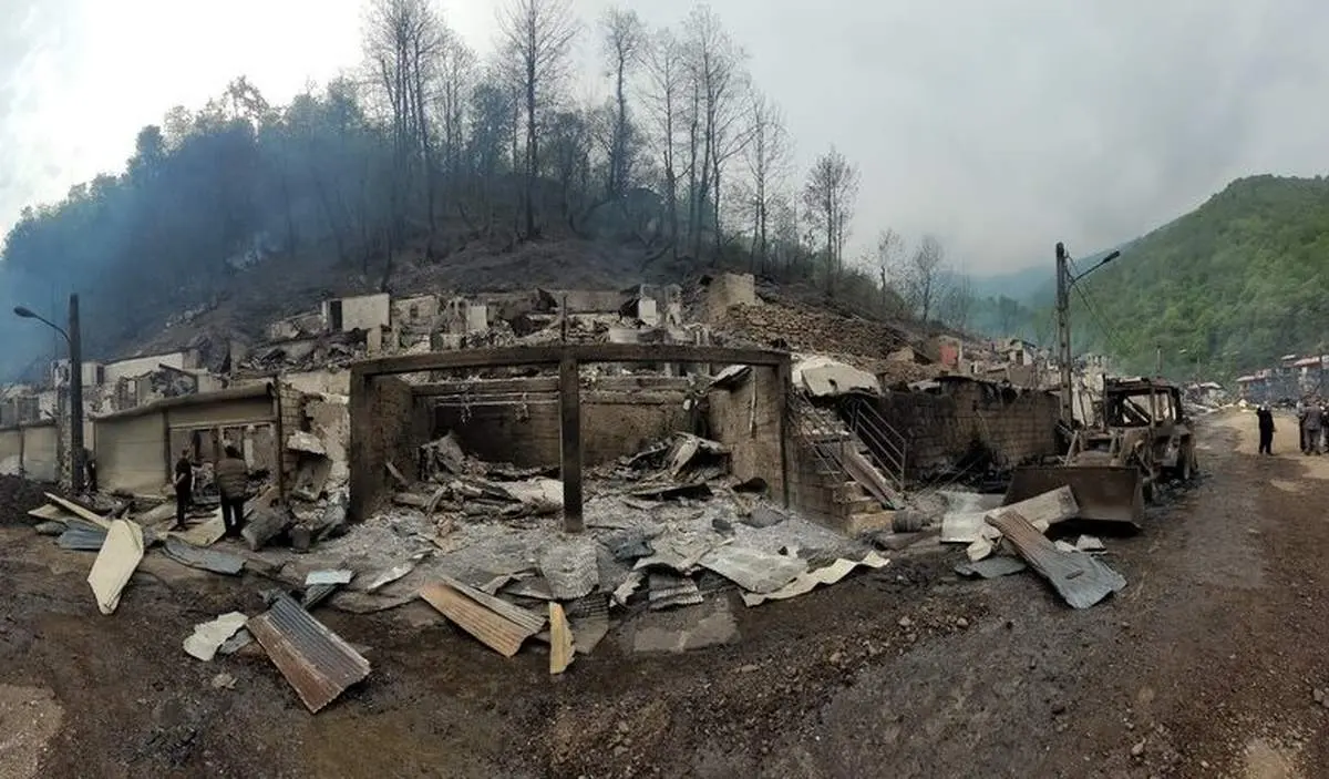  آتش‌سوزی مهیب در امام‌زاده ابراهیم شفت؛ بیش از ۱۰۰ ساختمان سوخت/ تصاویر 