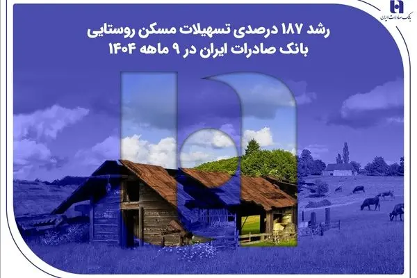 ​رشد ۱۸۷ درصدی تسهیلات مسکن روستایی بانک صادرات ایران در ۹ ماهه ۱۴۰۴

