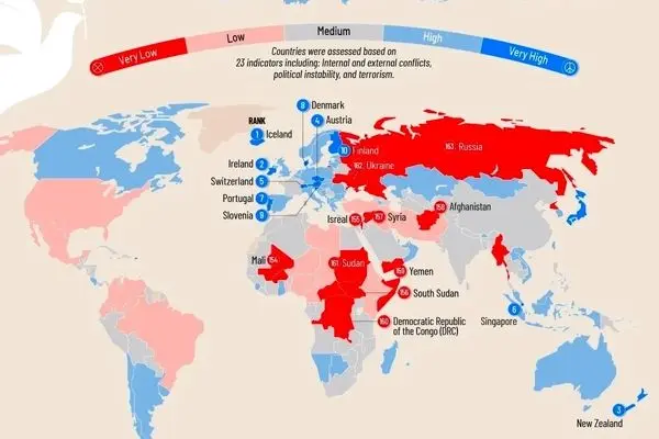 امن‌ترین و ناامن‌ترین کشورها کدامند؟