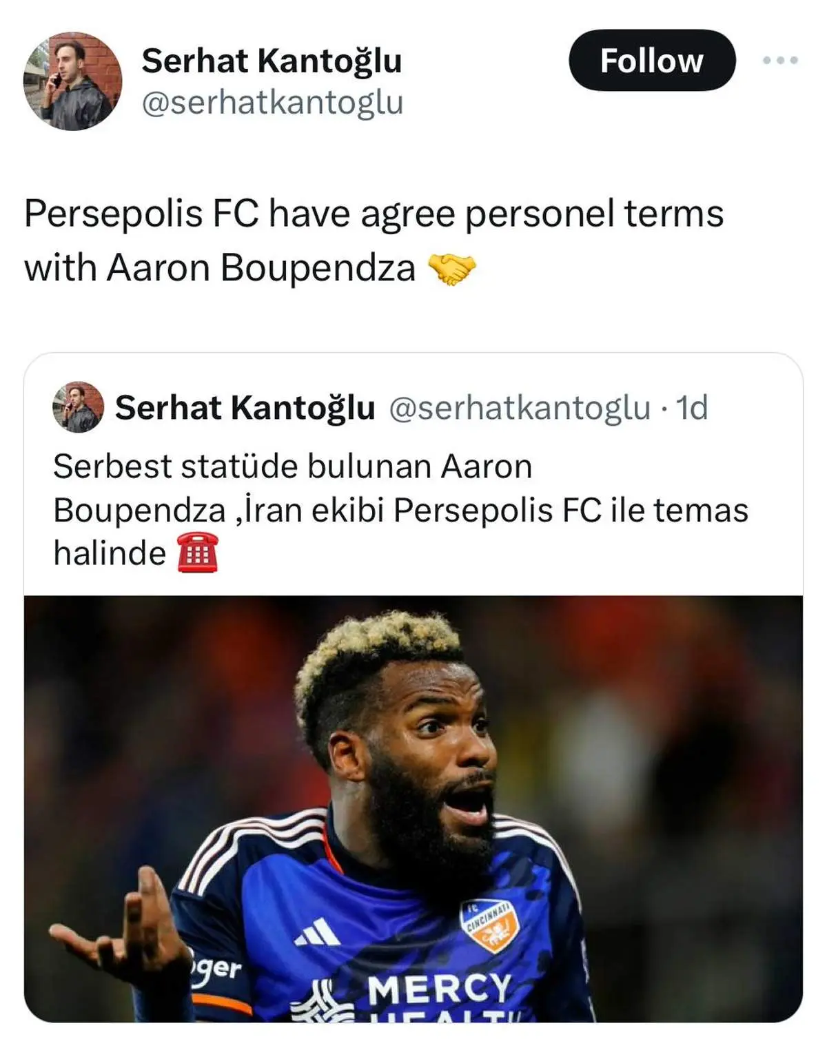 خبرنگار ترکیهای بمب بعدی پرسپولیس را لو داد/ عکس