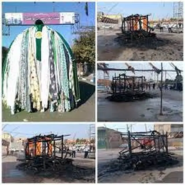 جزئیات آتش‌سوزی عمدی نخل تاریخی یک هئیت مذهبی 