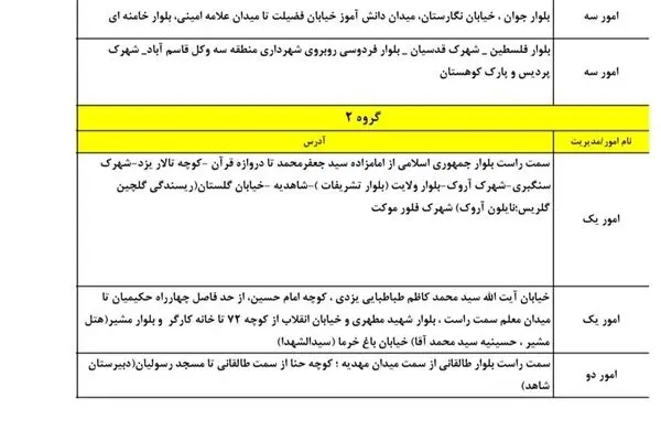 جدول قطعی برق یزد امروز دوشنبه ۲۷ مرداد ۱۴۰۴