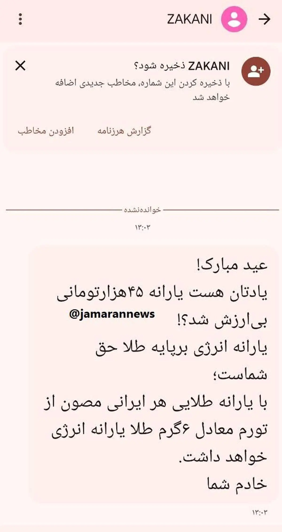 وعده پیامکی زاکانی برای «یارانه طلایی»