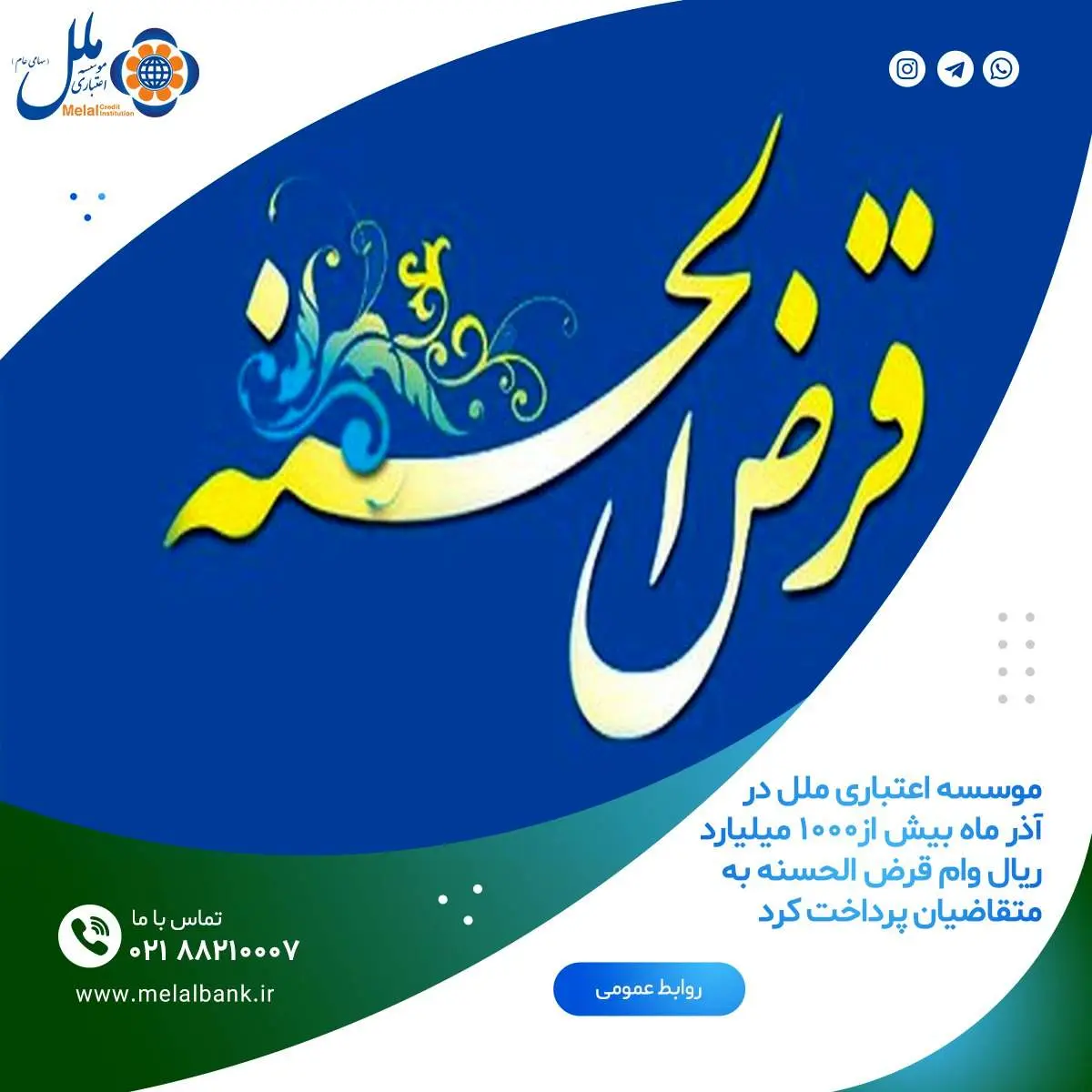 پرداخت بیش از ۱۰۰۰ میلیارد ریال وام قرض الحسنه